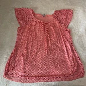 NWOT coral lace shirt. Roz & Ali 1x